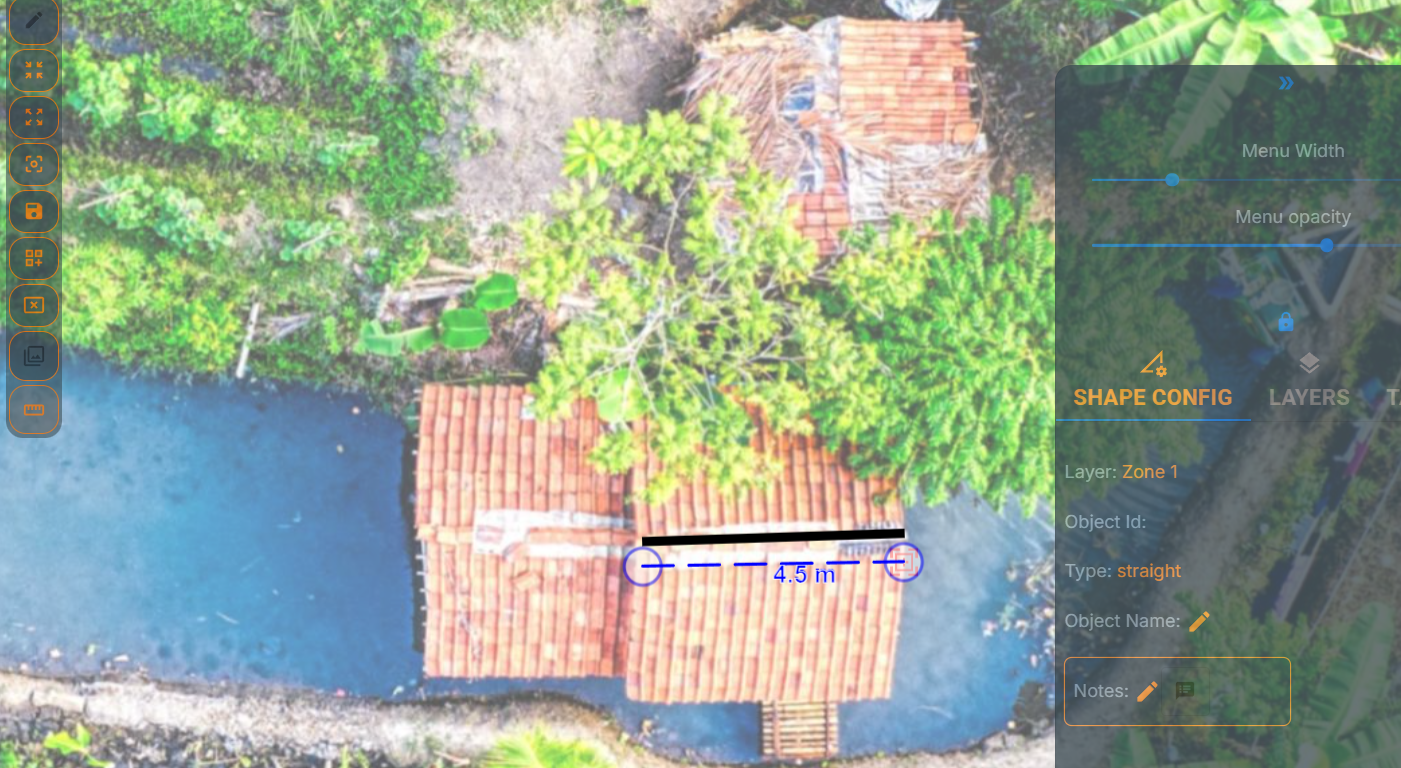 Toggle measurement tool, click between two points